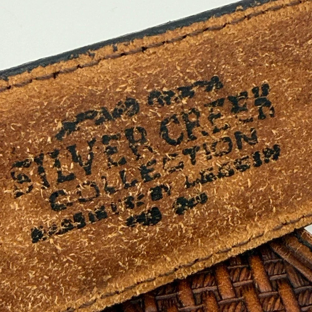 Silver Creek Mens Belt 40 Brown Leather Hand Tooled Duck Hunting Marsh Western